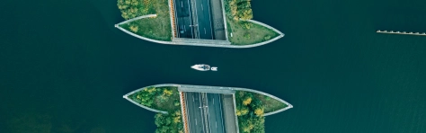 A yacht on the famous aqueduct Netherlands, Aerial View, Drone, Bridge - Built Structure, Elevated View, Aqueduct, Sailing Boat, Nature, Nautical Vessel, Europe, Sea, Water, Gelderland, Canal, No People, Sailing, Scenic - Nature, Street