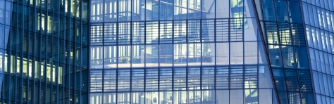 Basel 3.1 market risk represented by blue glass windows