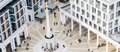 Aerial view london stock market square