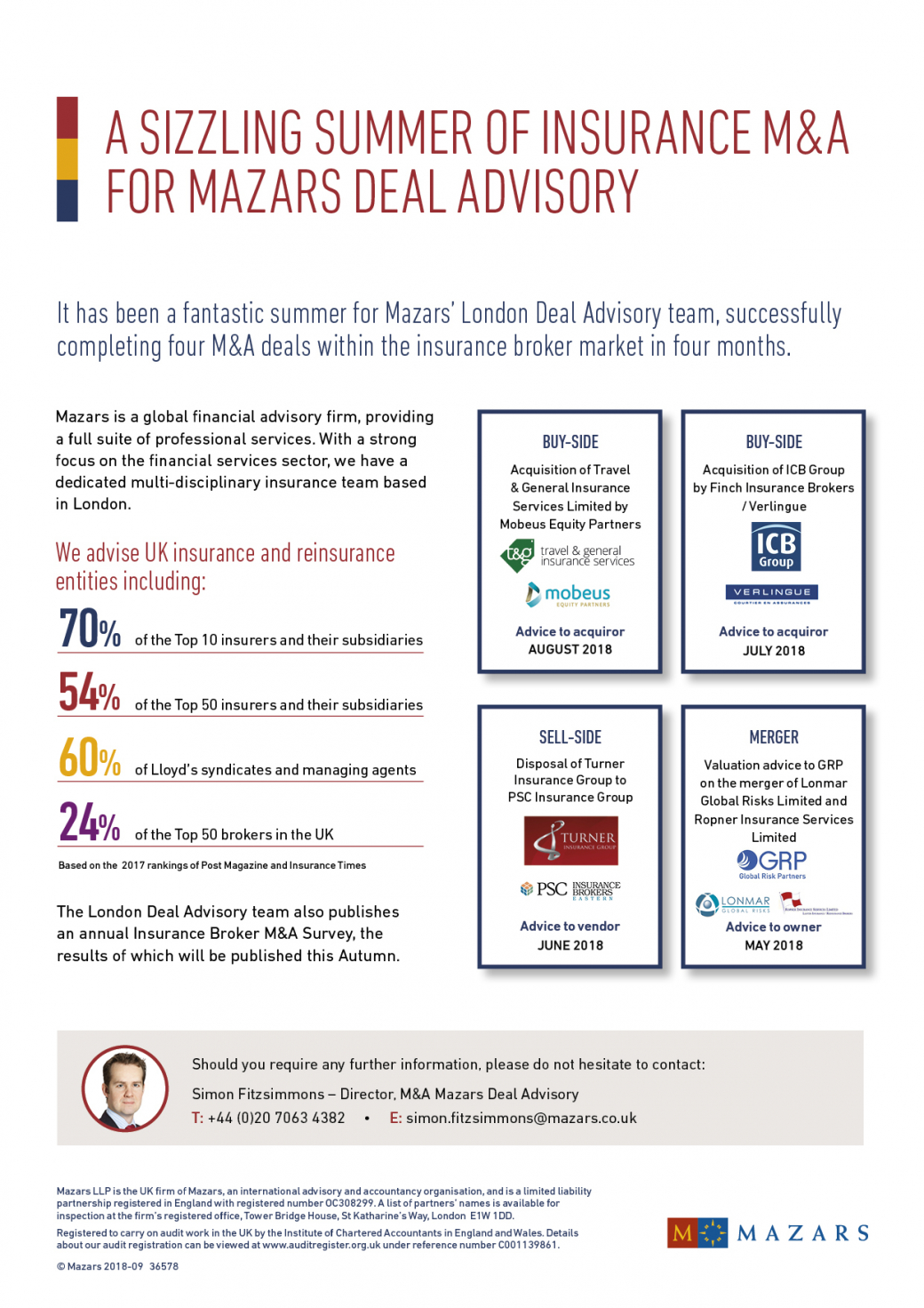 Insurance M&A credentials flyer